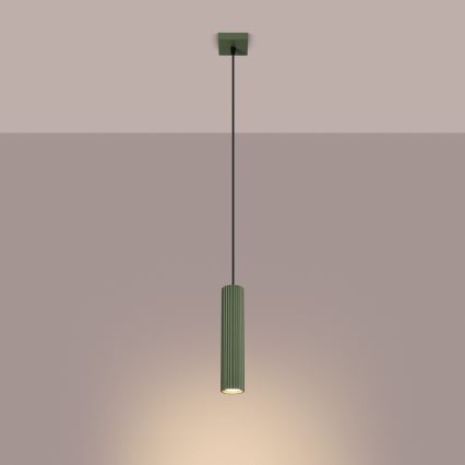 Luster na lanku KARBON 1xGU10/10W/230V zelená