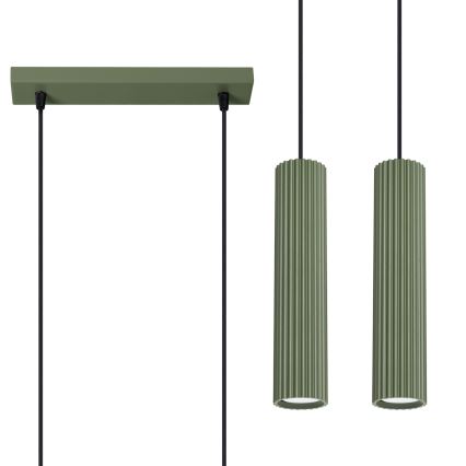 Luster na lanku KARBON 2xGU10/10W/230V zelená