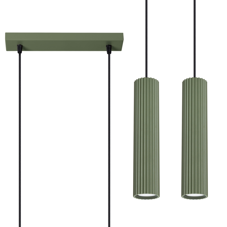 Luster na lanku KARBON 2xGU10/10W/230V zelená