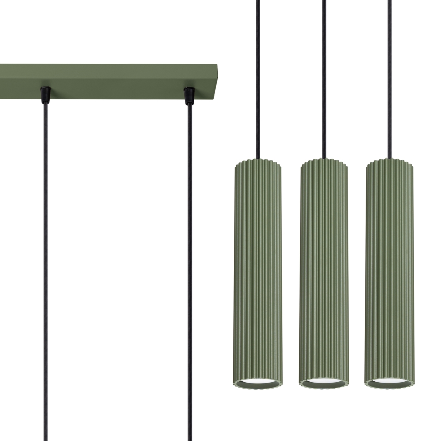 Luster na lanku KARBON 3xGU10/10W/230V zelená