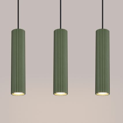 Luster na lanku KARBON 3xGU10/10W/230V zelená
