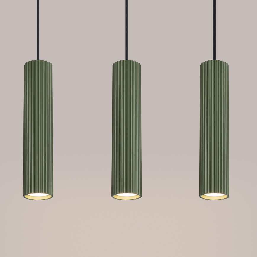 Luster na lanku KARBON 3xGU10/10W/230V zelená