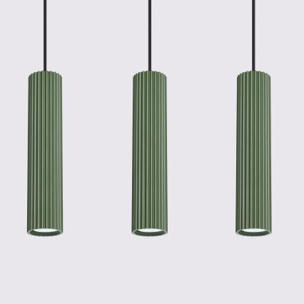 Luster na lanku KARBON 3xGU10/10W/230V zelená