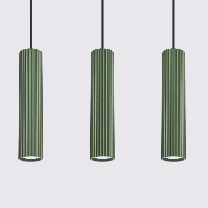 Luster na lanku KARBON 3xGU10/10W/230V zelená