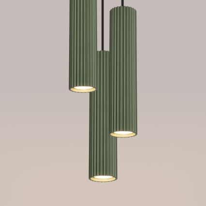 Luster na lanku KARBON 3xGU10/10W/230V zelená