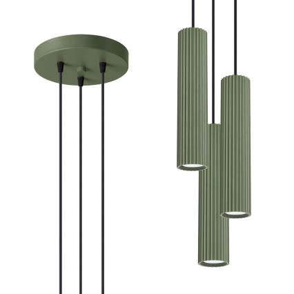 Luster na lanku KARBON 3xGU10/10W/230V zelená