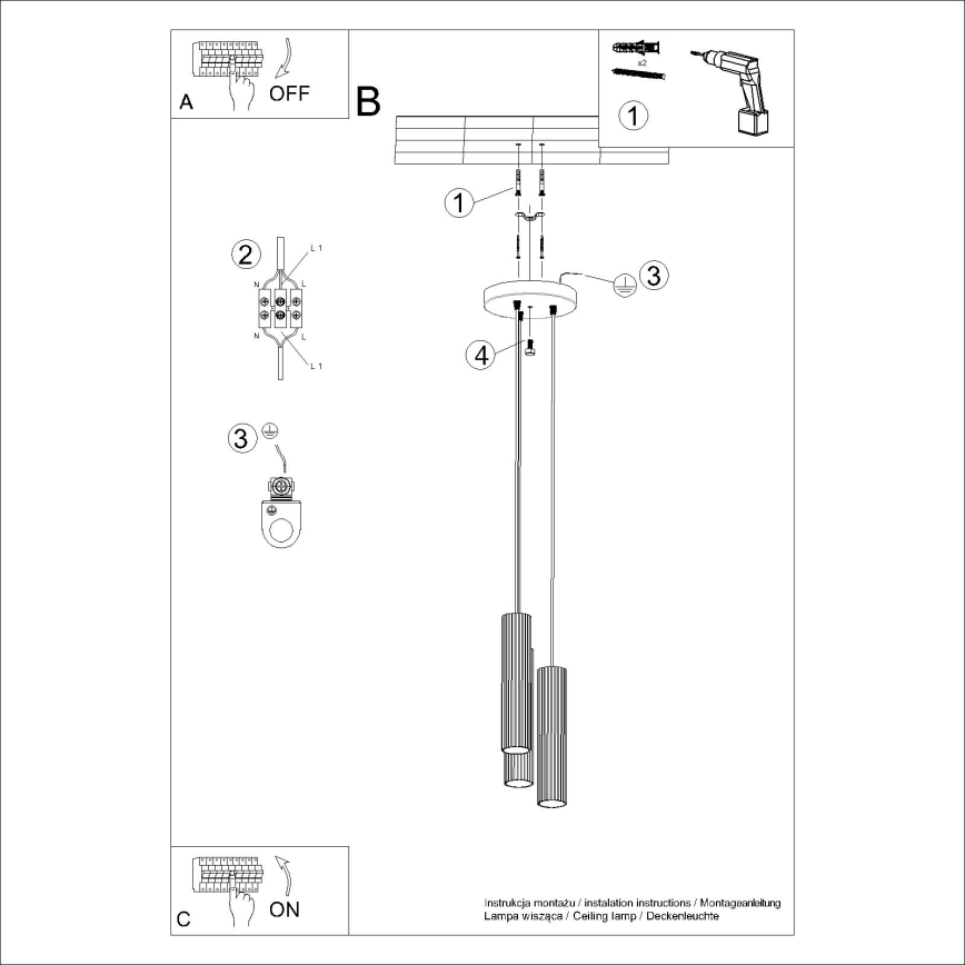 Luster na lanku KARBON 3xGU10/10W/230V zelená