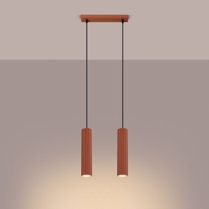 Luster na lanku KARBON 2xGU10/10W/230V červená