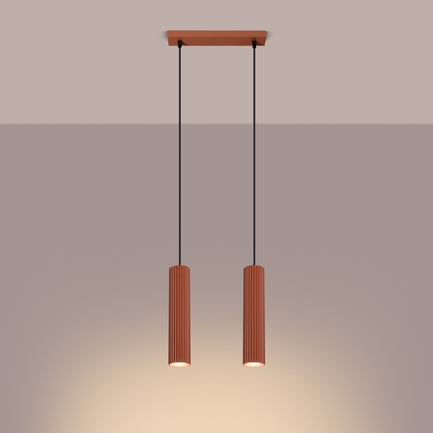 Luster na lanku KARBON 2xGU10/10W/230V červená