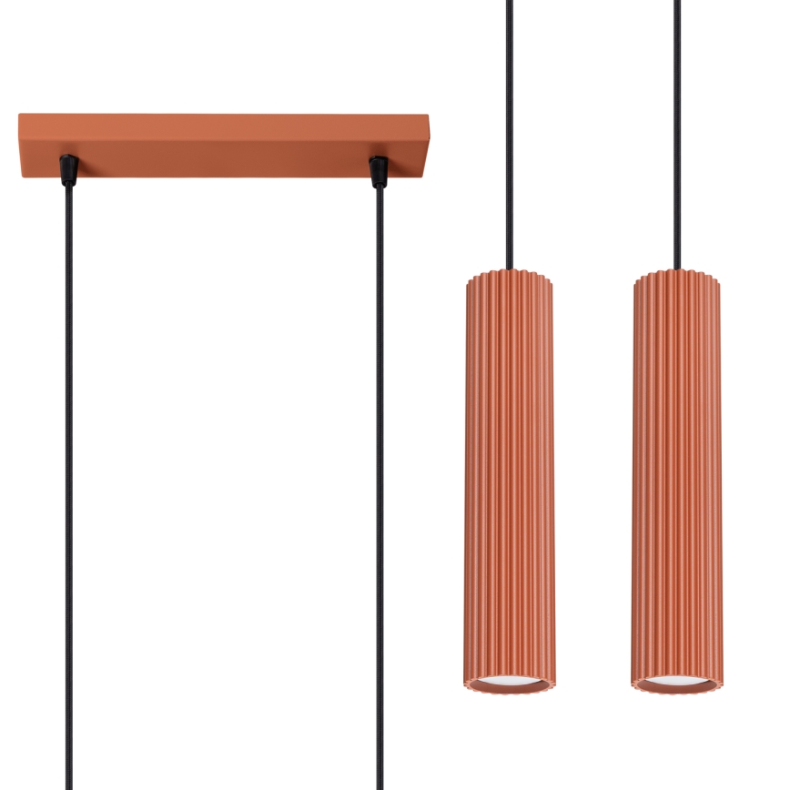 Luster na lanku KARBON 2xGU10/10W/230V červená
