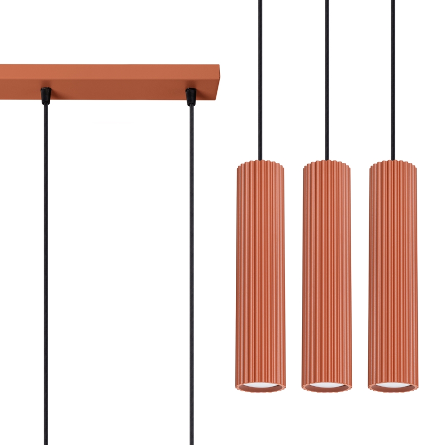 Luster na lanku KARBON 3xGU10/10W/230V červená