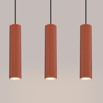 Luster na lanku KARBON 3xGU10/10W/230V červená