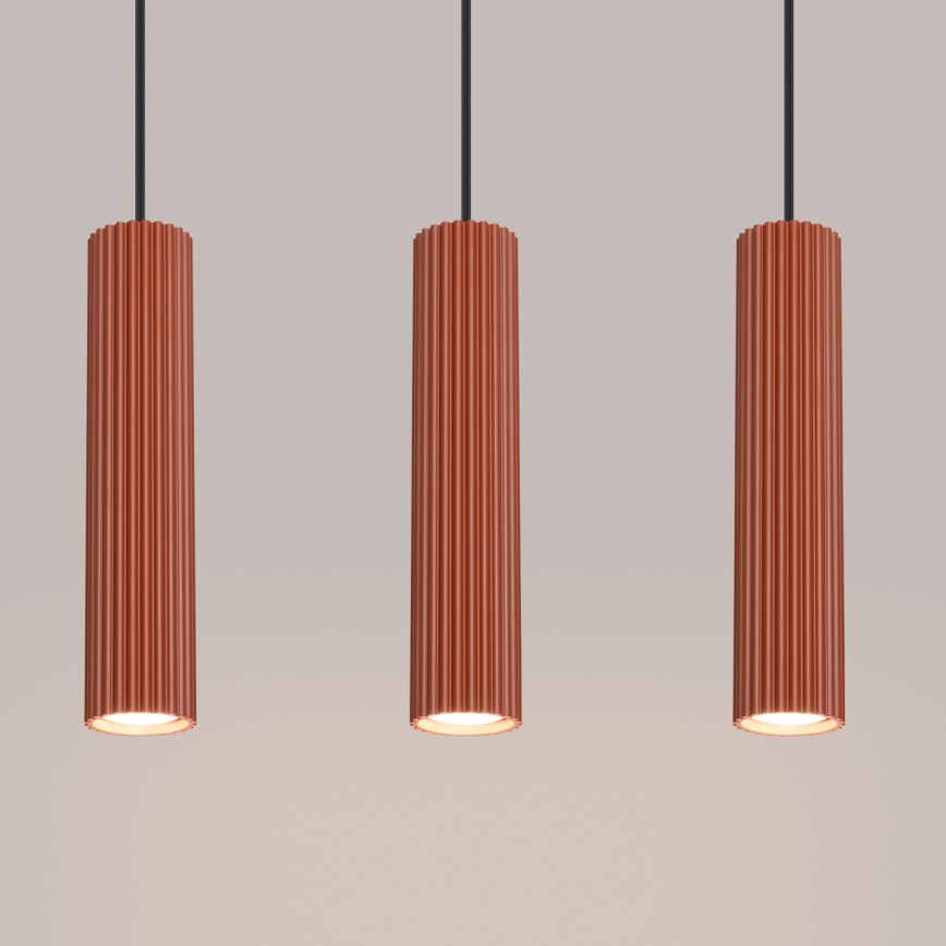 Luster na lanku KARBON 3xGU10/10W/230V červená