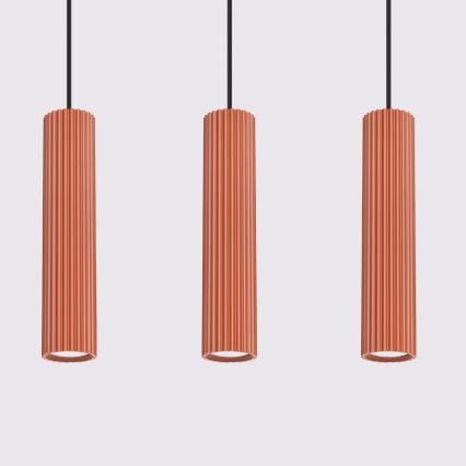 Luster na lanku KARBON 3xGU10/10W/230V červená