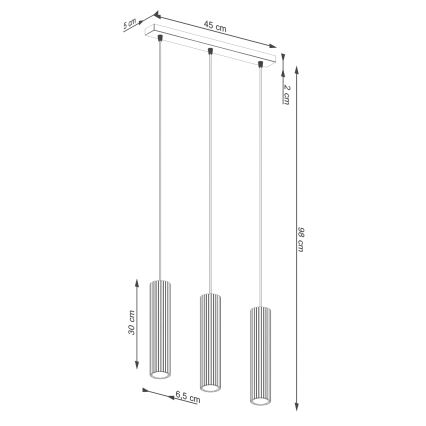 Luster na lanku KARBON 3xGU10/10W/230V červená