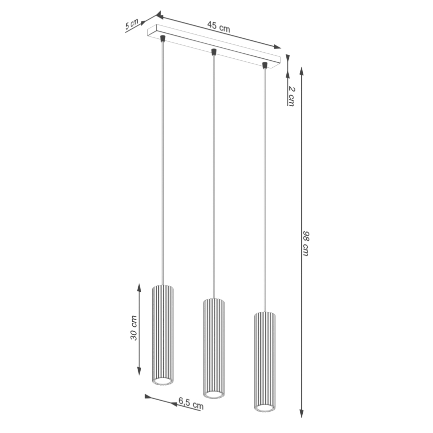 Luster na lanku KARBON 3xGU10/10W/230V červená