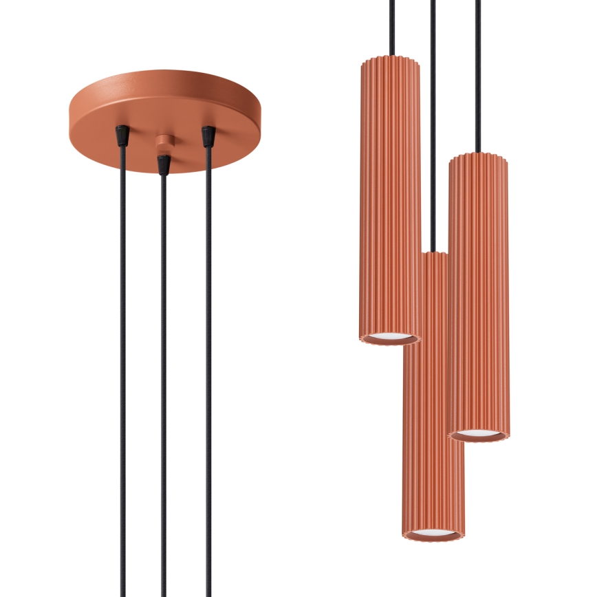 Luster na lanku KARBON 3xGU10/10W/230V červená