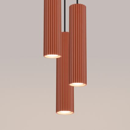 Luster na lanku KARBON 3xGU10/10W/230V červená