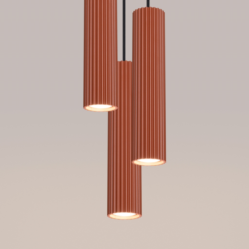 Luster na lanku KARBON 3xGU10/10W/230V červená
