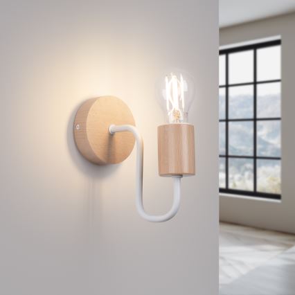Nástenná lampa TIMBO 1xE27/15W/230V biela/béžová/buk