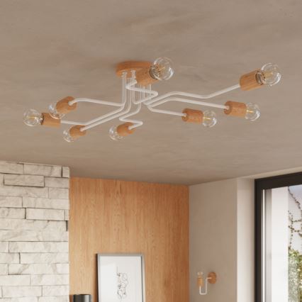 Nástenná lampa TIMBO 1xE27/15W/230V biela/béžová/buk