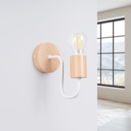 Nástenná lampa TIMBO 1xE27/15W/230V biela/béžová/buk