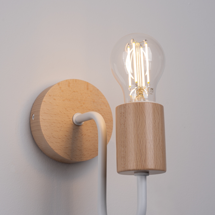 Nástenná lampa TIMBO 1xE27/15W/230V biela/béžová/buk