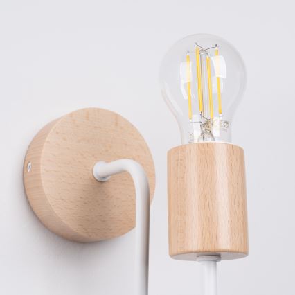Nástenná lampa TIMBO 1xE27/15W/230V biela/béžová/buk