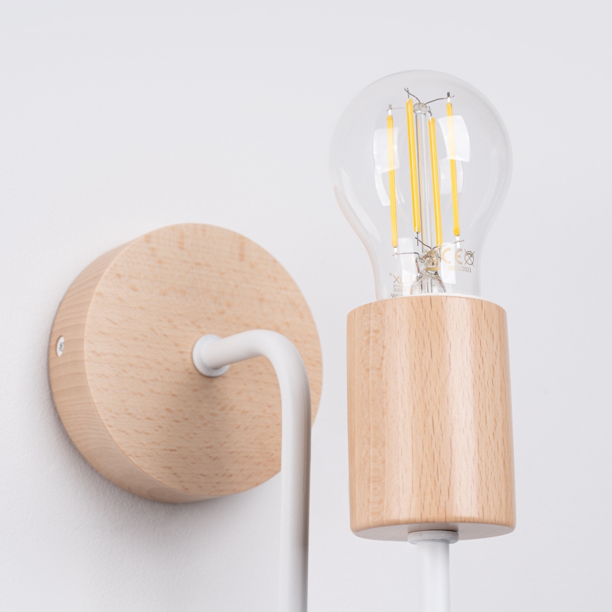 Nástenná lampa TIMBO 1xE27/15W/230V biela/béžová/buk