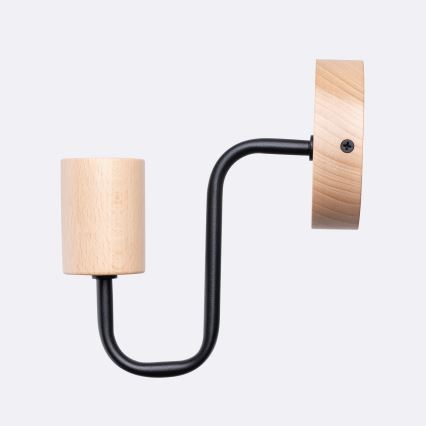 Nástenná lampa TIMBO 1xE27/15W/230V čierna/béžová/buk