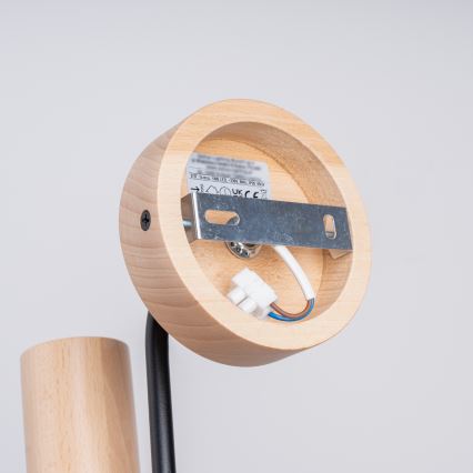 Nástenná lampa TIMBO 1xE27/15W/230V čierna/béžová/buk