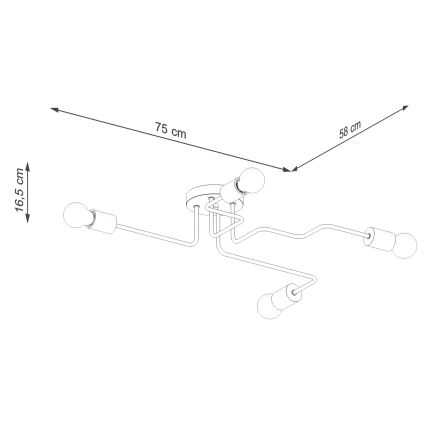 Prisadený luster TIMBO 4xE27/15W/230V čierna/béžová/buk