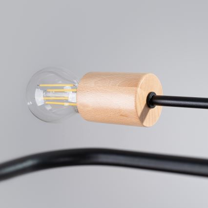 Prisadený luster TIMBO 8xE27/15W/230V čierna/béžová/buk
