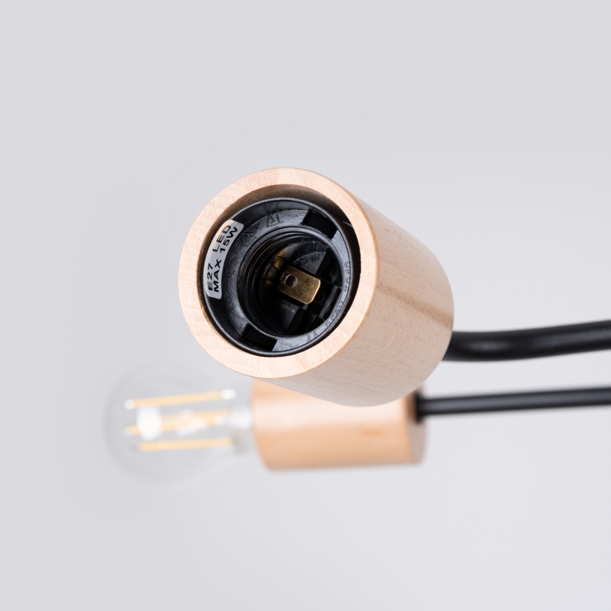 Prisadený luster TIMBO 8xE27/15W/230V čierna/béžová/buk