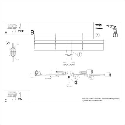 Prisadený luster TIMBO 8xE27/15W/230V čierna/béžová/buk