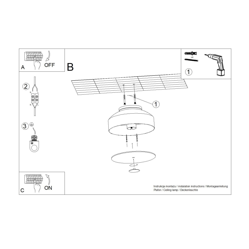 Stropné svietidlo OMIQ 4xE27/15W/230V pr. 30 cm čierna