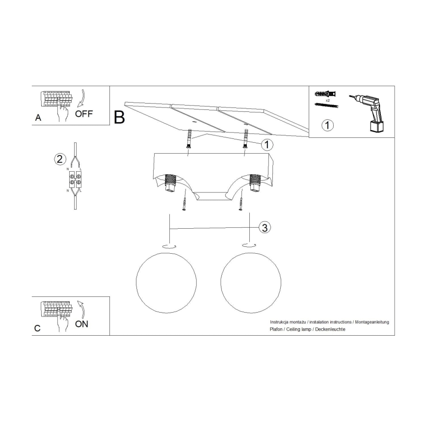 Stropné svietidlo BULBO 2xG9/8W/230V buk/biela