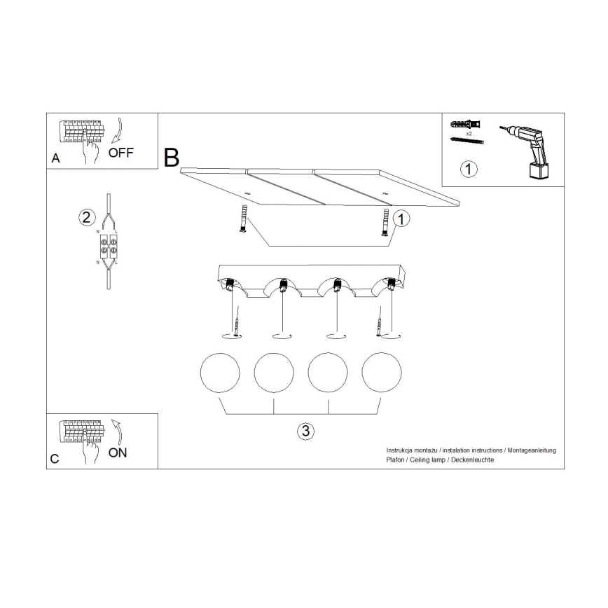 Stropné svietidlo BULBO 4xG9/8W/230V buk/biela