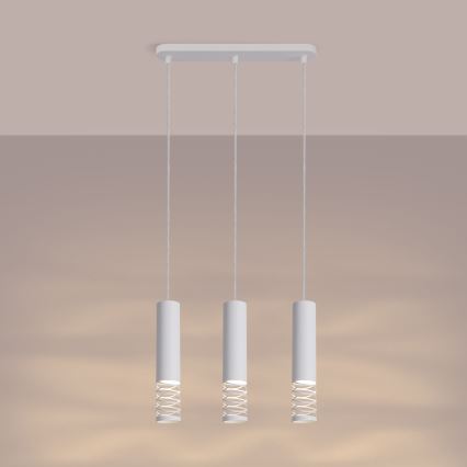 Luster na lanku LAMI 3xGU10/10W/230V biela