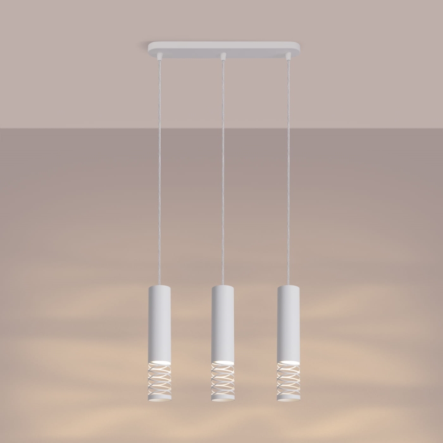 Luster na lanku LAMI 3xGU10/10W/230V biela