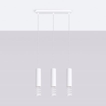 Luster na lanku LAMI 3xGU10/10W/230V biela