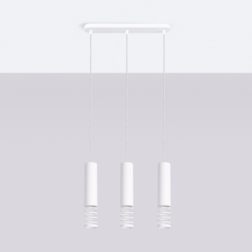 Luster na lanku LAMI 3xGU10/10W/230V biela