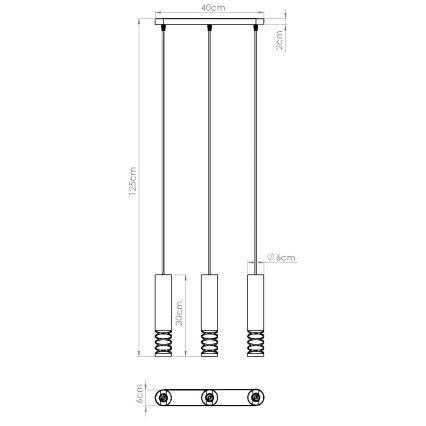 Luster na lanku LAMI 3xGU10/10W/230V biela