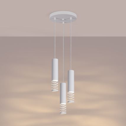 Luster na lanku LAMI 3xGU10/10W/230V biela