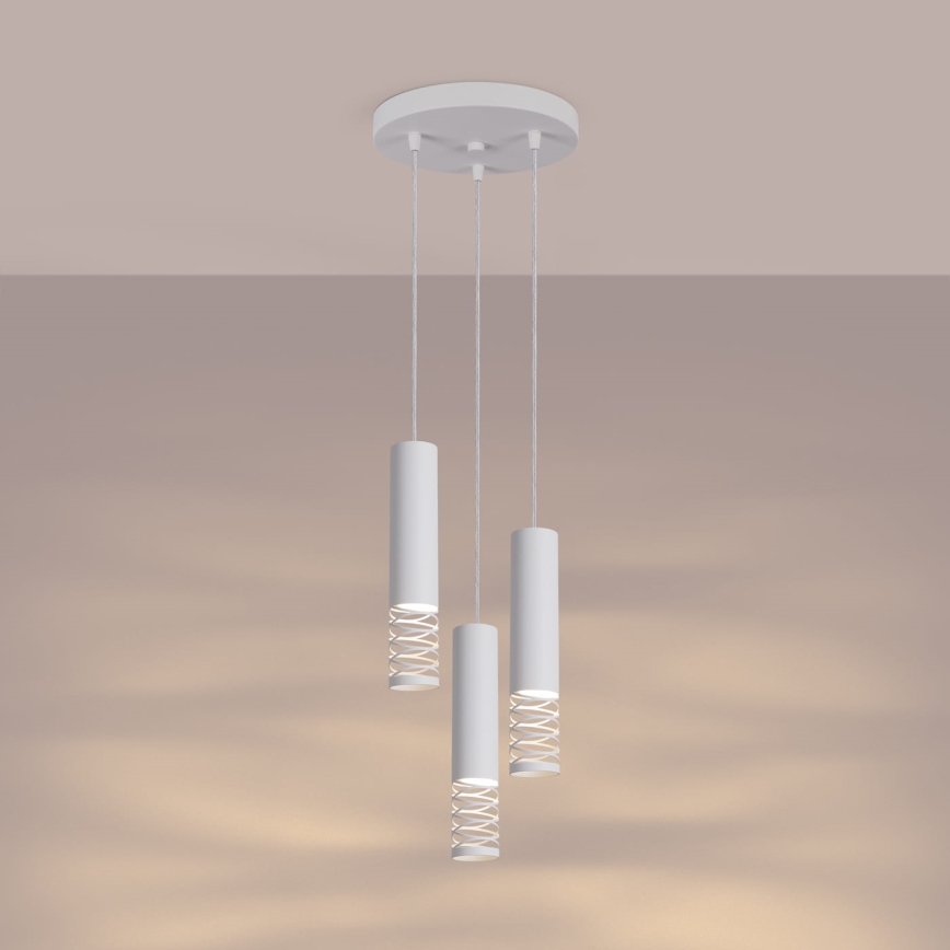 Luster na lanku LAMI 3xGU10/10W/230V biela