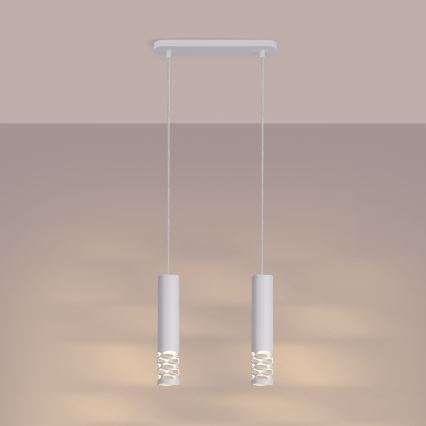 Luster na lanku LIRO 2xGU10/10W/230V biela