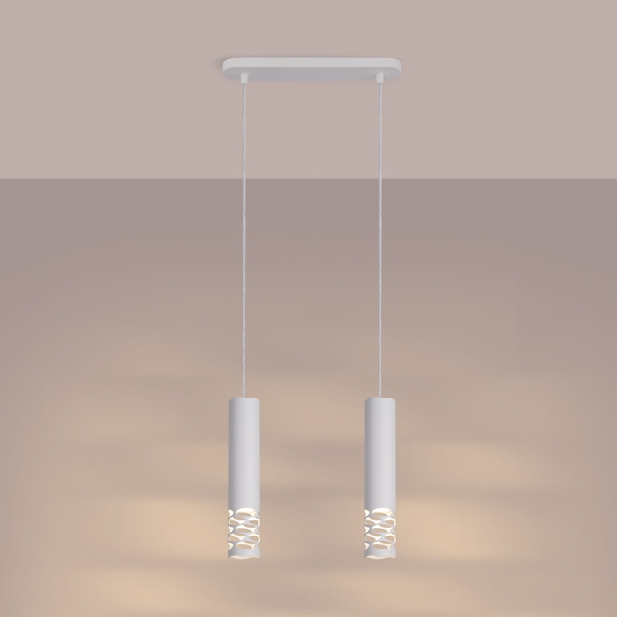 Luster na lanku LIRO 2xGU10/10W/230V biela