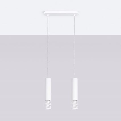 Luster na lanku LIRO 2xGU10/10W/230V biela