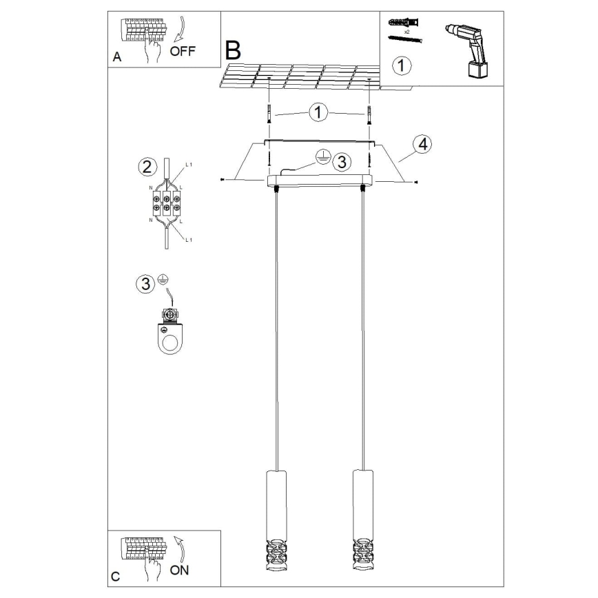 Luster na lanku LIRO 2xGU10/10W/230V biela