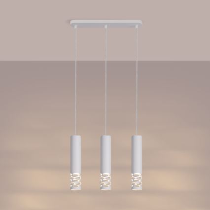 Luster na lanku LIRO 3xGU10/10W/230V biela